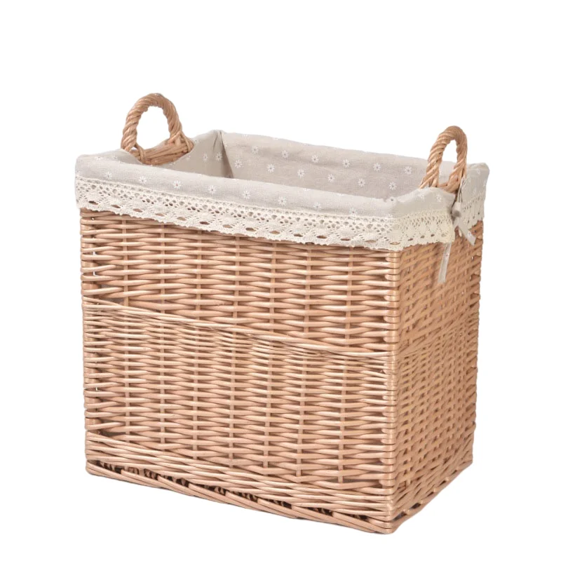 laundry basket natural wicker weaving home Hotel room bamboo rattan wicker rectangular laundry baskets with lining cloth