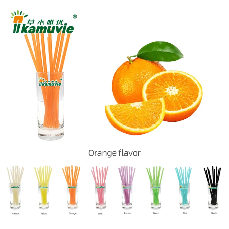 Камуви с ароматом апельсина, вкусные съедобные конфеты, соломенные, праздничные, день рождения, логотип компании, компостируемые съедобные макароны