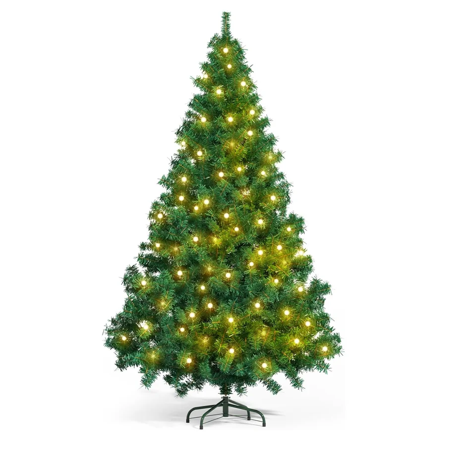 6ft 1000 branches Artificial Christmas tree with lighting   house office garden decorations