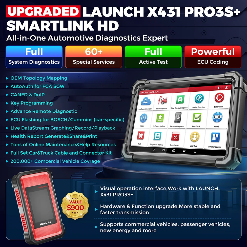Launch X431 pro3s+ SmartLink HD Scanner 12V 24V Heavy Truck Automotive obd obd2 Auto Coder Reader Car Diagnostic Tools