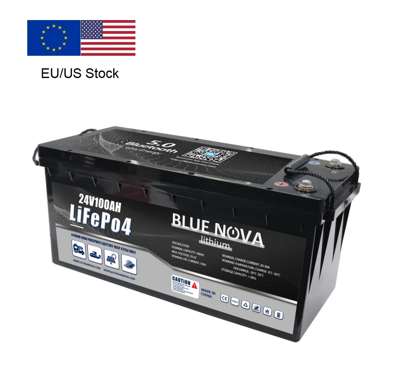 fast delivery eu us stock 24v 100ah lithium iron batteries pack lifepo4 akku for camping/RV/backup/marine/golf