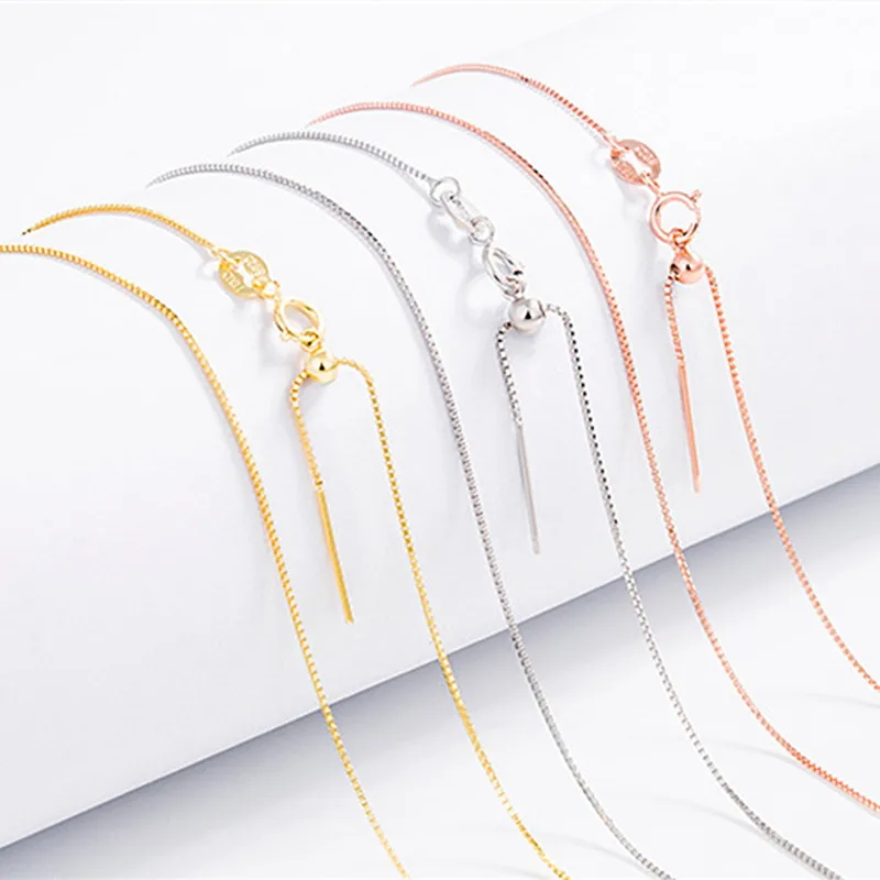 Jewelry Making Anti Allergy Solid Gold Plated 925 Sterling Silver Chain