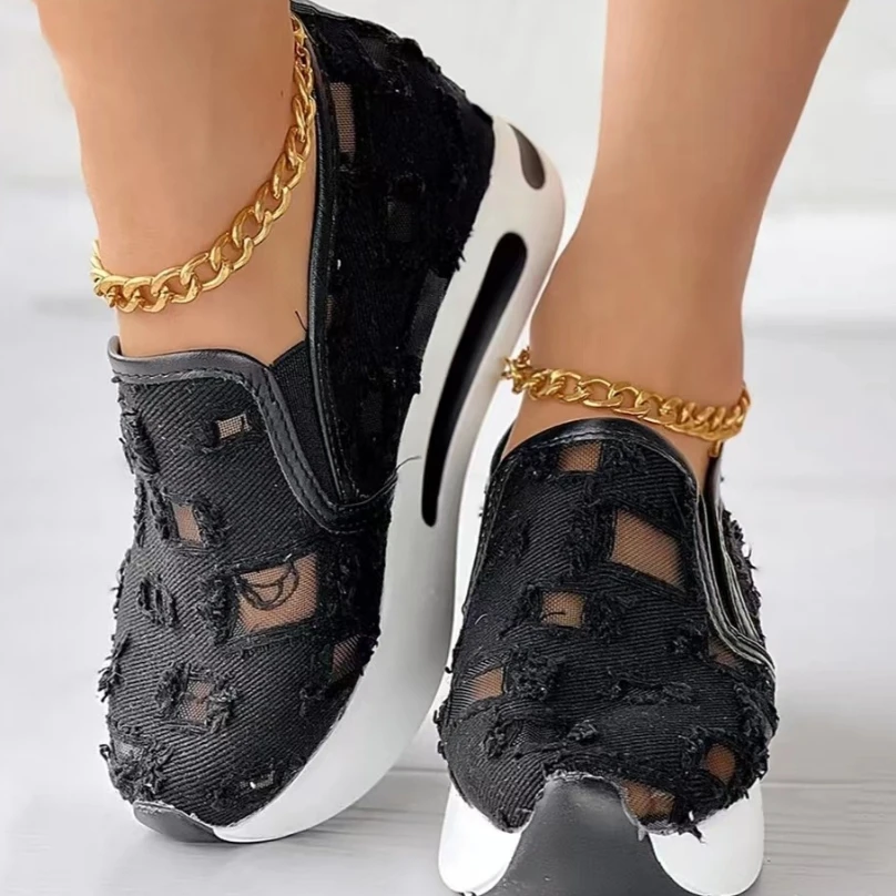 High Quality Breathable Wedge Fashionable Walking Style Casual Comfortable Sneaker Flat Shoes For Women