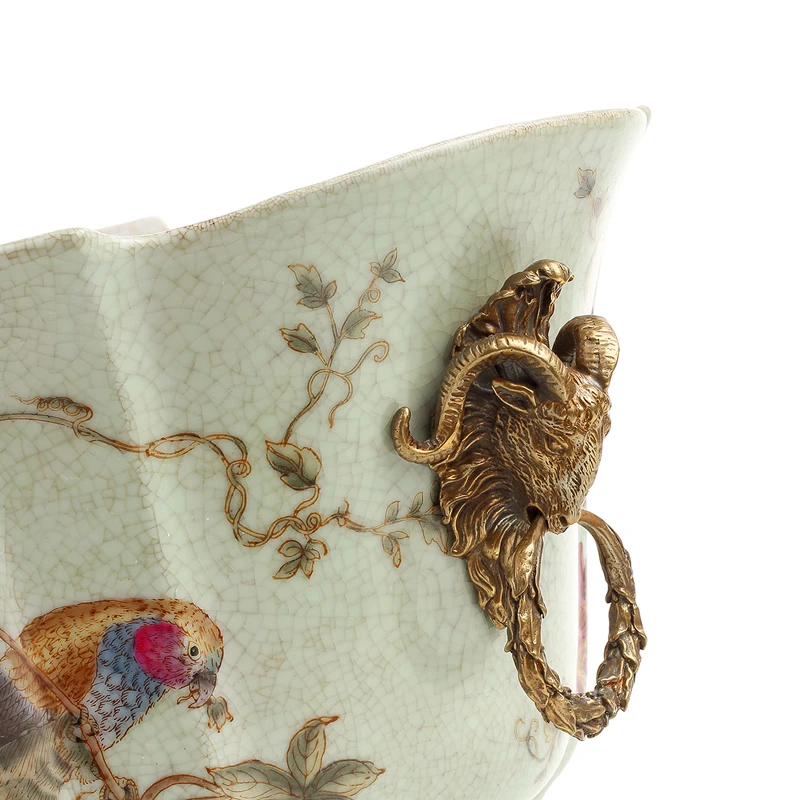 New White Ceramic Brass Antique Metal Serving Tray Good Quality And Luxury Decorative Fruit For Table In Living Room