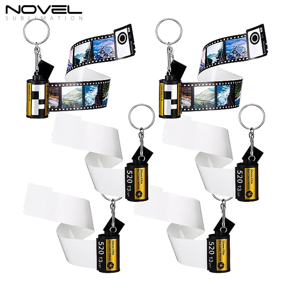 MultiPhoto Key Rings Vintage Custom Photo Personalized Keychains Picture Album Sublimation Blank Film Roll Keychain
