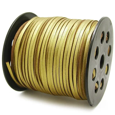 wholesale various colors smooth side 3mm flat leather cord gold silver faux suede lace cord for jewelry making
