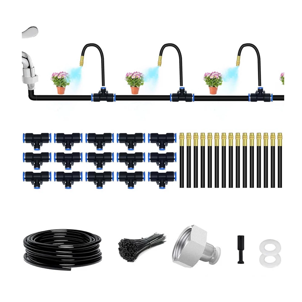 Garden Yard Copper Anto Watering Sprayer System, 360 Degree Bendable Misting Nozzle Garden Drip Irrigation Kit System