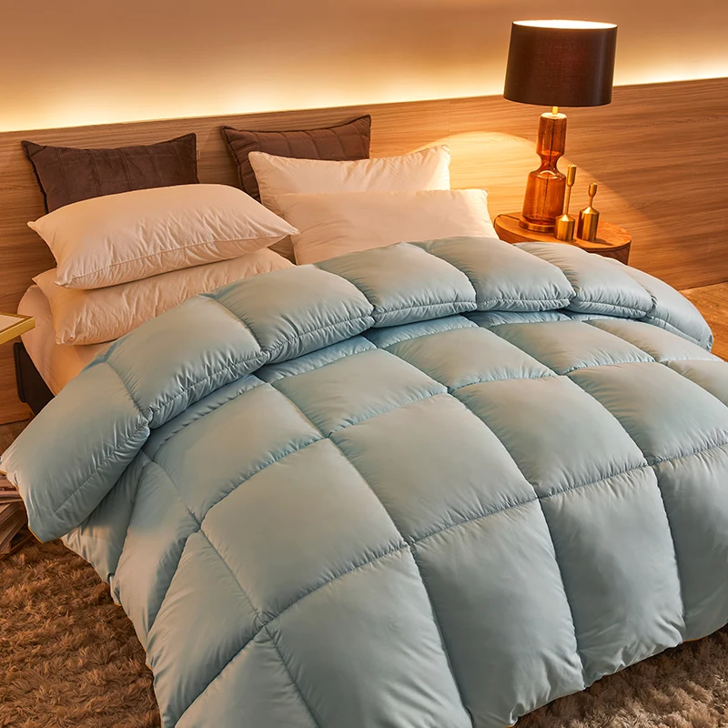 Spring Autumn Winter Home hotel Hot Selling Feather Quilt Silky  queen King 200*230cm 3ply Duck Down Filling duvet comforter set