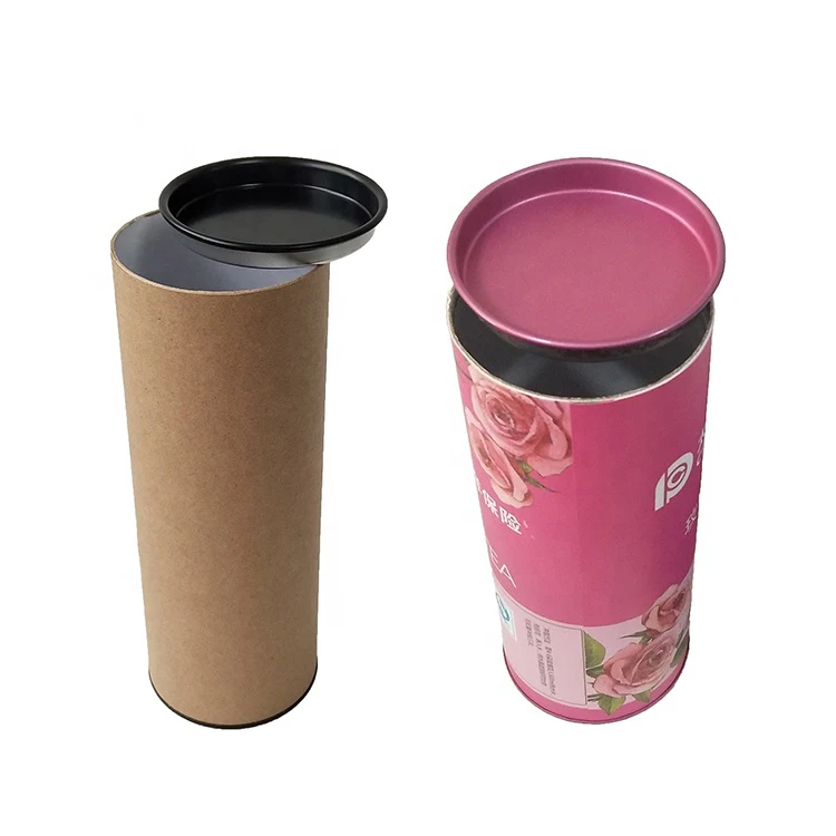 Оптовая продажа печать на заказ круглая цилиндрическая коробка упаковка для печенья бумажная трубка с оловянной крышкой