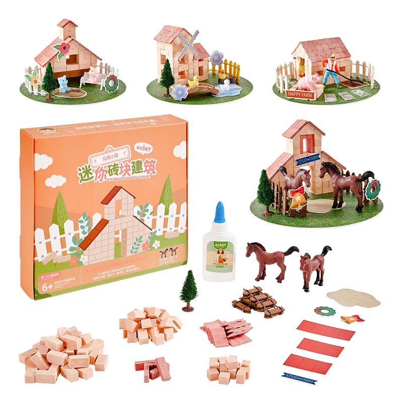 miniature house child toy set ,mini house,diy brick block Architectural ,building model,kid education construction toy kit, gift