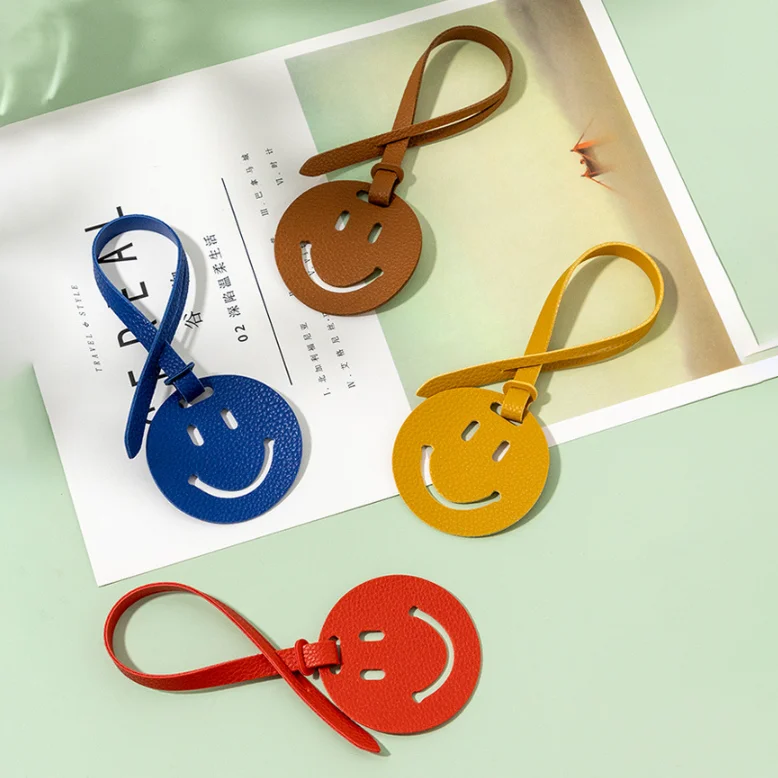 Leather Smiling Face Ornaments Girls Bag Ornament Korean Style Cute Leather Key Chain Pendant Leathercraft Purse & Bag Charms