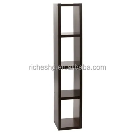 black particle board vertical type 4 shelf bookcases