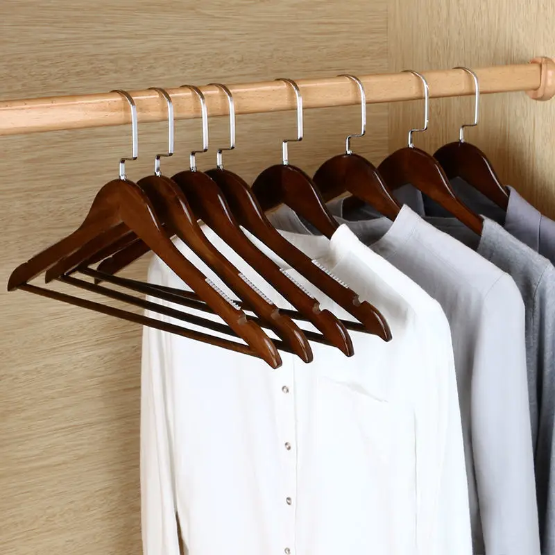 DS4288 Adult Clothes Hangers for Shirts Jackets Dress Pant Solid Wood Coat Hangers with 360 Swivel Chrome Hook Wooden Hangers