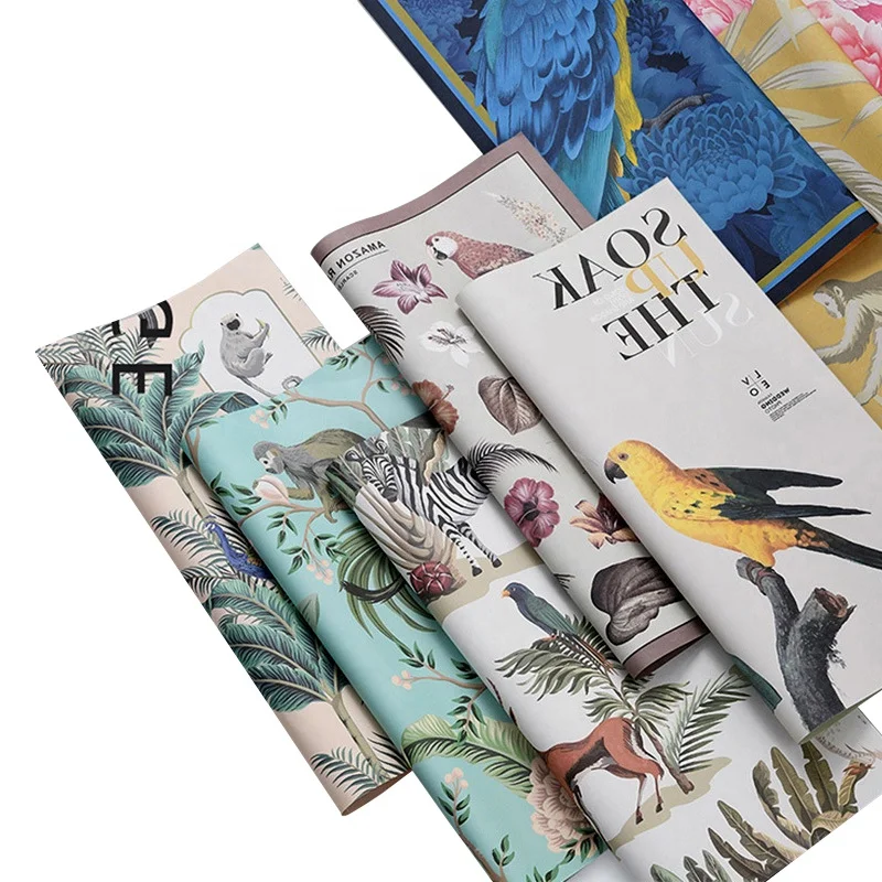 Wholesale custom best selling luxury new design colored printing fresh flower bouquet wrapping paper