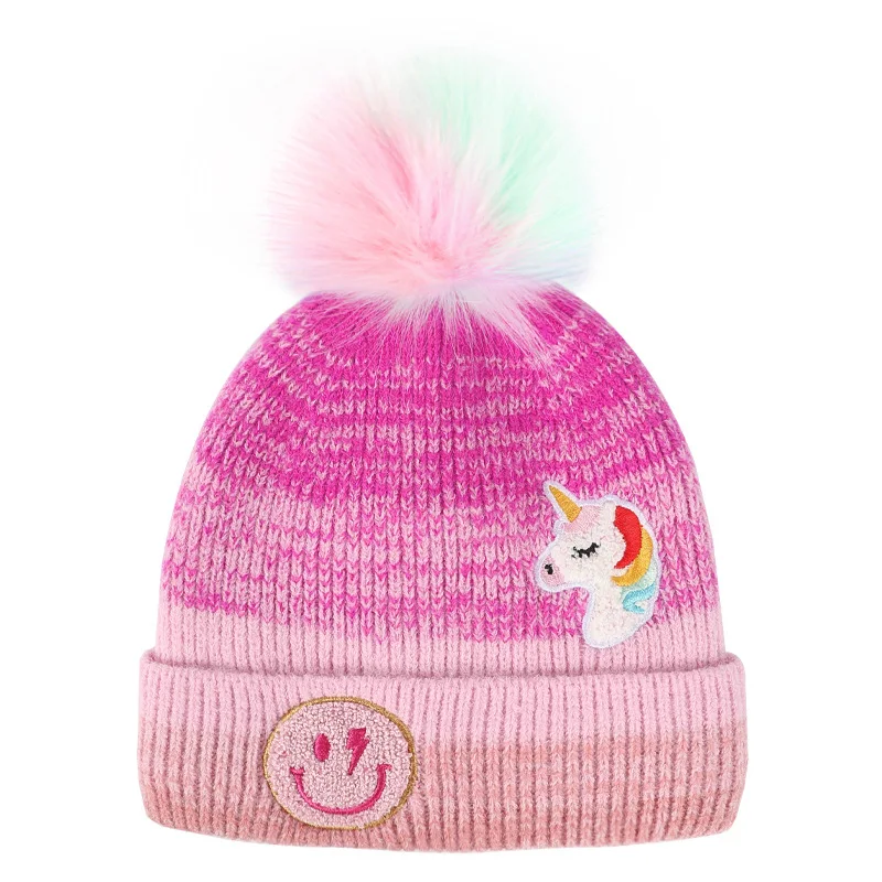 Knit Cap Boys Girls Beanies Double Layer Pom Hats baby beanie hat for children