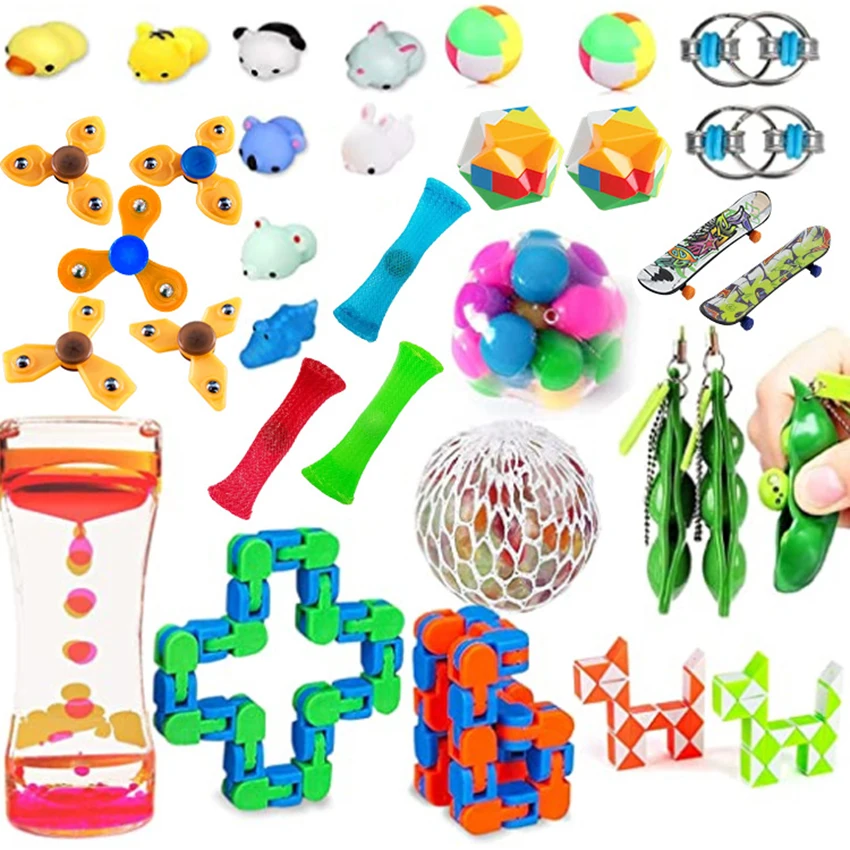 wholesale new push fidget sensory toy pop bubble silicon stress balls popit fidget toy set for kids