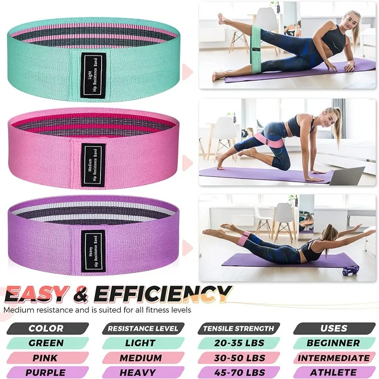 Custom Logo Fitness Loop Resistance Band Set Elastic Booty Legs Exercise Bands for Glute and Hip Circle Training