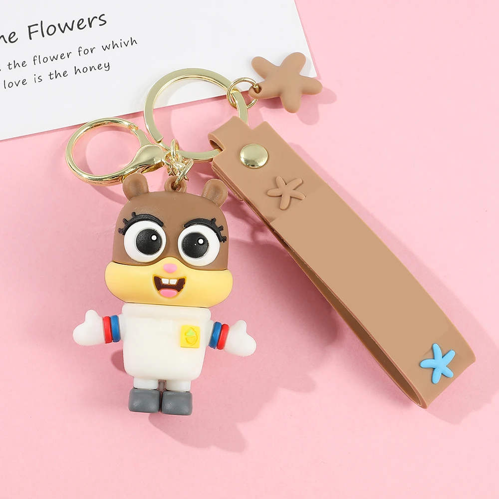 LC051/LC052 Keyrings Popular Cartoon Anime Keychains Patrick Star Eugene H. Krabs Sandy Cheeks Gary Key Rings Decoration Gift