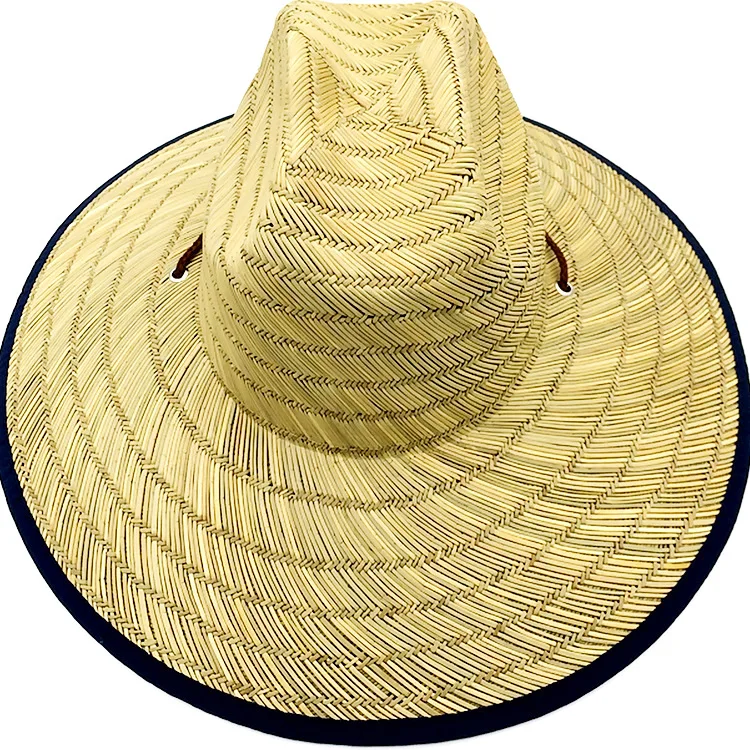 High quality Summer outdoor sun block jazz hat Natural Straw Lafite straw hat Wide Brim Surfing Lifeguard Straw Hat