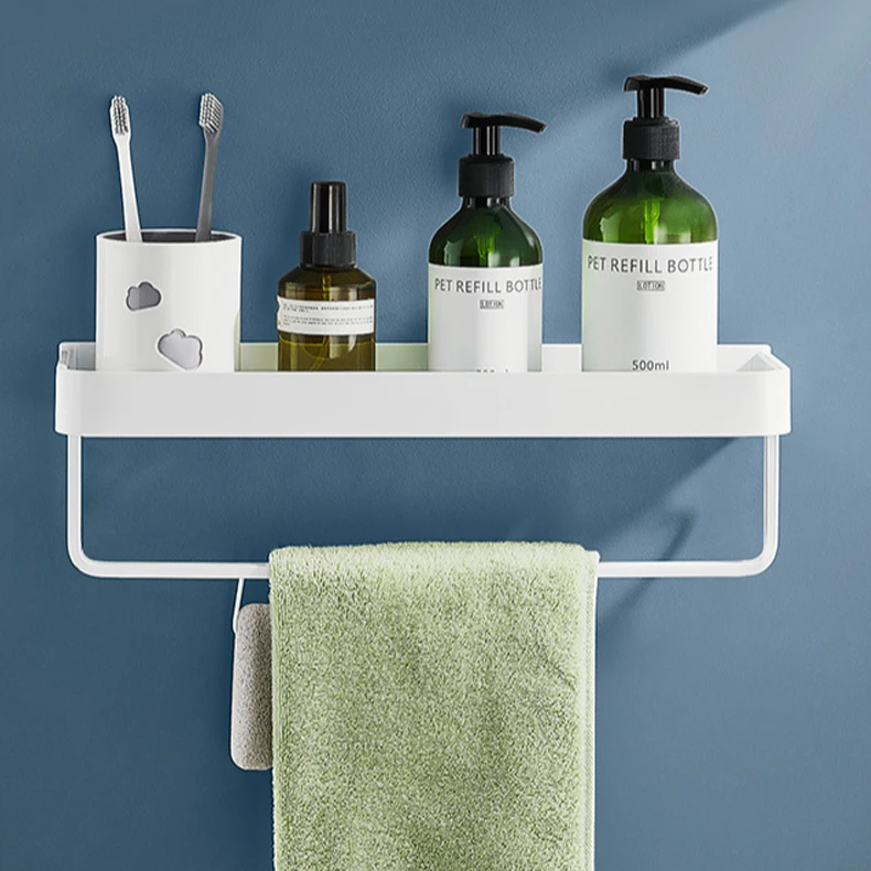 Wall-mounted Wall Mount Bathroom Rack Waterproof Shower Bathroom Kitchen Storage With the Rod