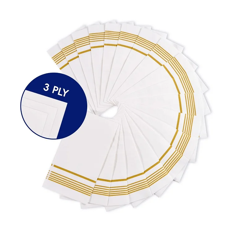 Silver Gold Color Party Plates Cups Cocktail Airlaid Beverage Wedding Decoration Paper Napkin