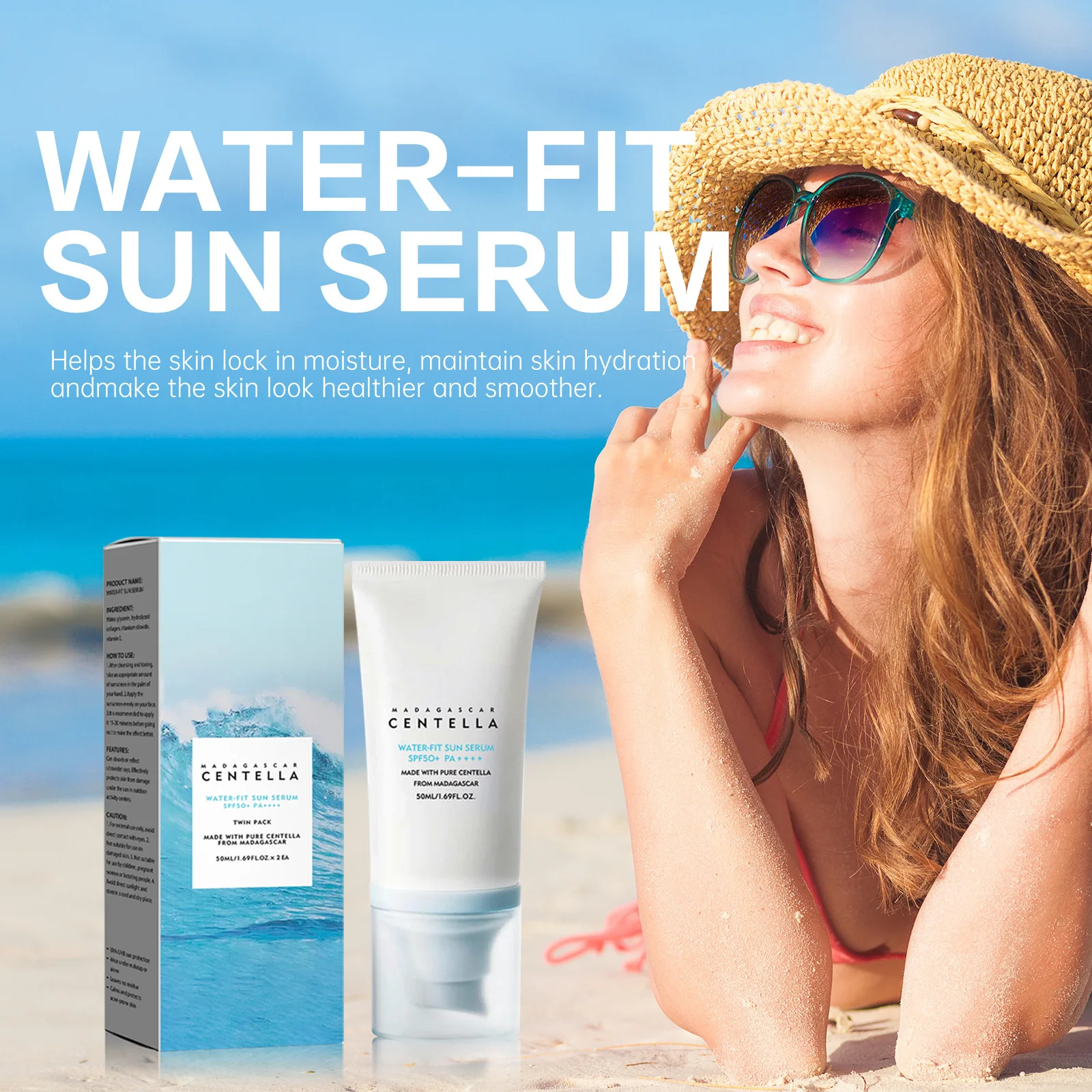 Centella 50ml SPF50 Moisturizer Hyaluronic Acid Face Cream Sun Protection Calming Nourishing Soothing Sunscreen Skin Care