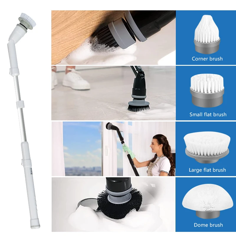 Adjustable high power electric cleansing brush scrubber cleaning with handle
