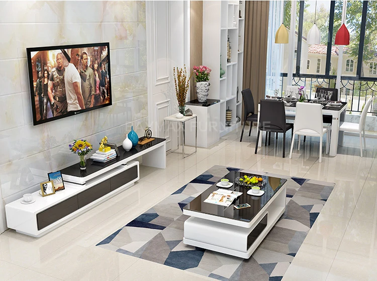 High gloss white storage tv stand cabinet coffee tea table tv units