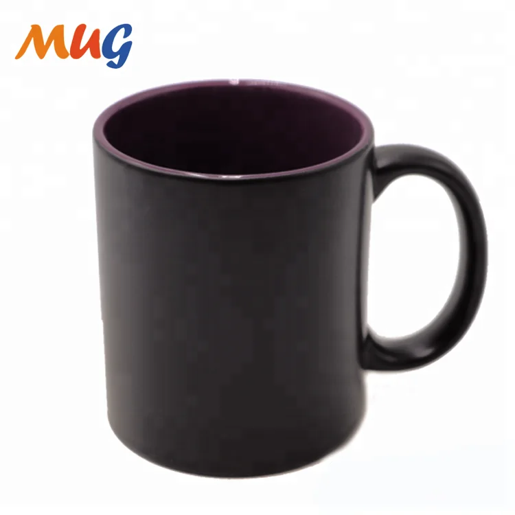 11oz ceramic black magic color changing sublimation mug cup with inner color