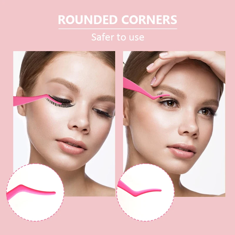 Custom Logo Rose Gold Pink Gradient Curved Stainless Steel Eyelash Applicator Tool Diy Cluster Lash Tweezers For Lash Extension