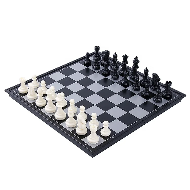 Kids Adults Portable Black and White Magnetic Chess Collapsible Foldable Chessboard Box