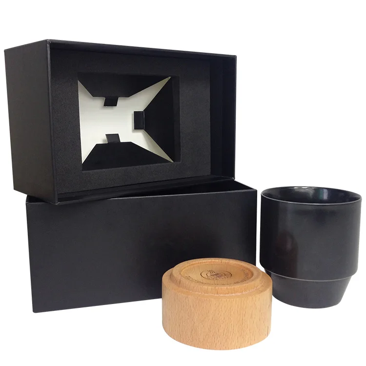 
 Пользовательские матовые черные бумажные вкладыши, высеченная пеной ЭВА на верхнем подносе, жесткий картон, роскошная кофейная кружка, чашки, упаковочные коробки  