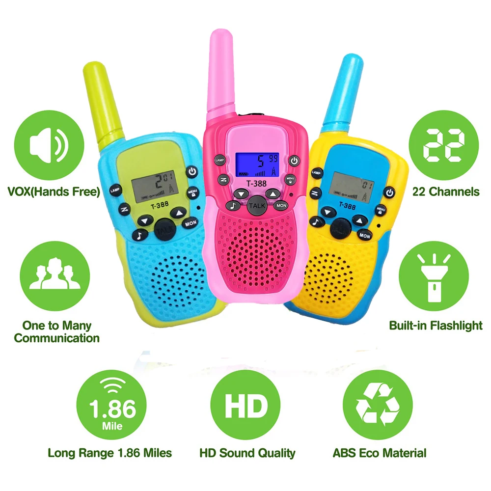 Child Toy Gifts Small Handheld Phone Radio 22 Channels Indoor Outdoor Activity 3 KMs Mini Phone Long Range Kids Walkie Talkie