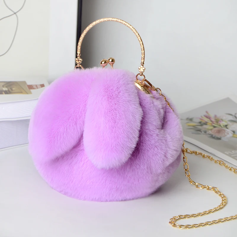New arrival ladies bags handbag Hot style cute plush hand bags New designs rabbit ears purses handbags for women