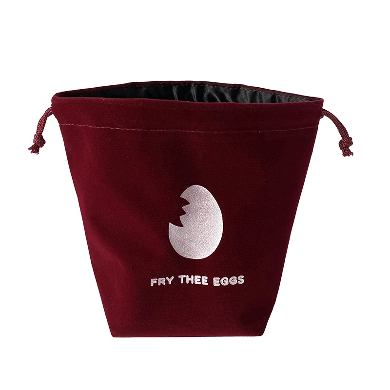 Custom Logo Square Bottom Velvet Dice Gift Packaging Bags Pouches With Satin Lining