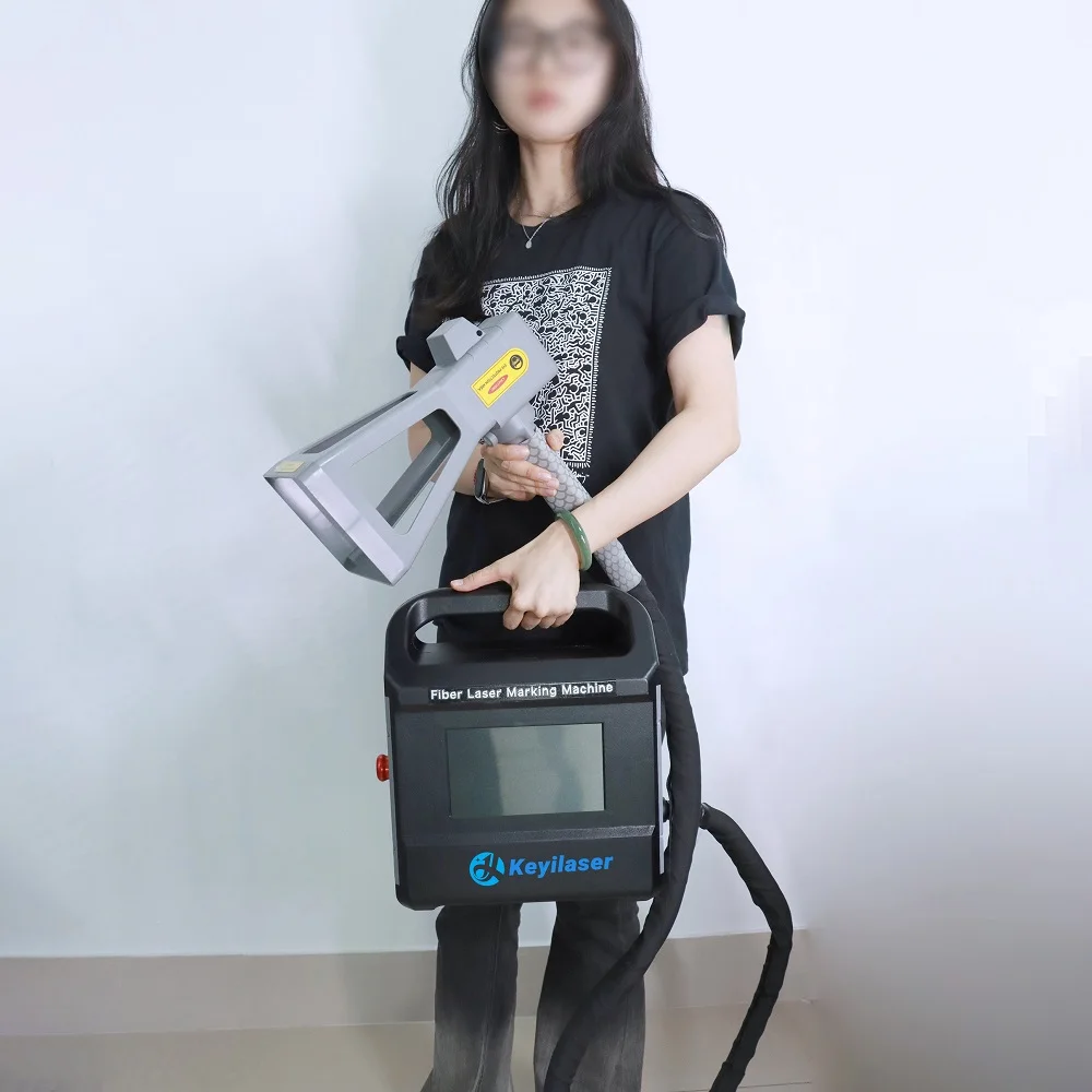 Wuhan KEYI 20W 25W 30W Portable Mini Handheld Fiber Laser Marking Machine For Metal Mobile Phone Case Bottle