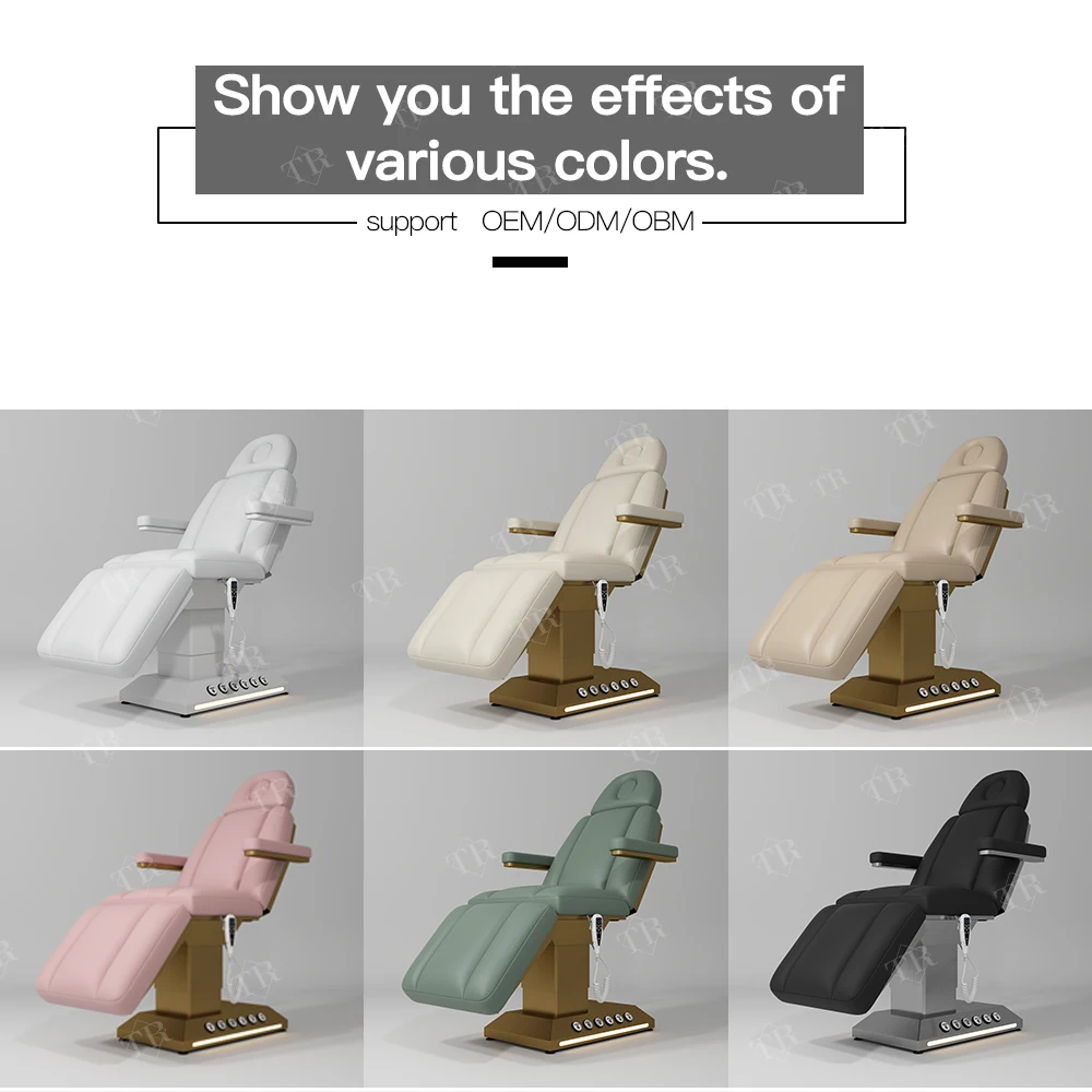 Turri Aesthetic Stretcher Electric Massage Table Foot Control Cosmetic Bed White Leather Beauty Salon Furniture Massage Bed