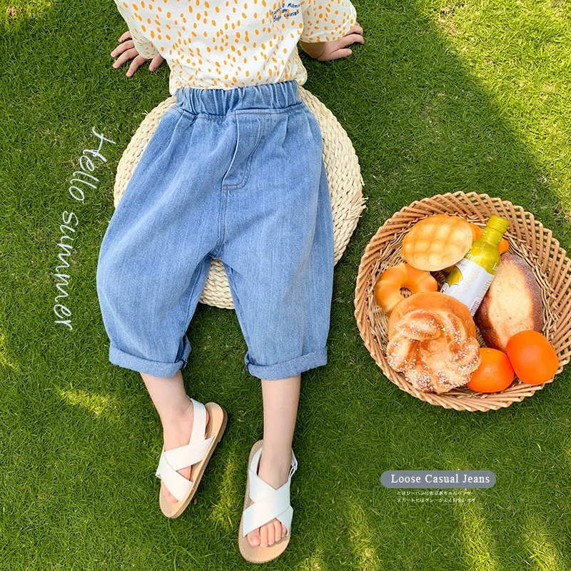 
X1526/Girls baby summer new wholesale high quality jeans pants clothes korean fashion loose girls pants 