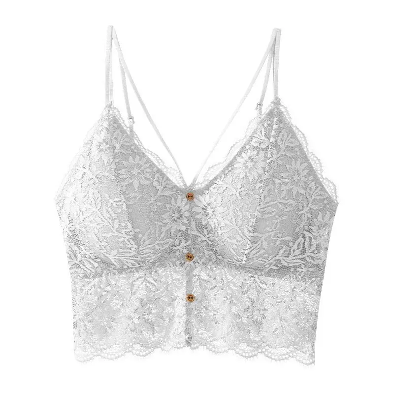 
Summer girls bralette top strapless short beautiful back Cup vest tube top Wireless Bra large v-neck women lace chest wrap 