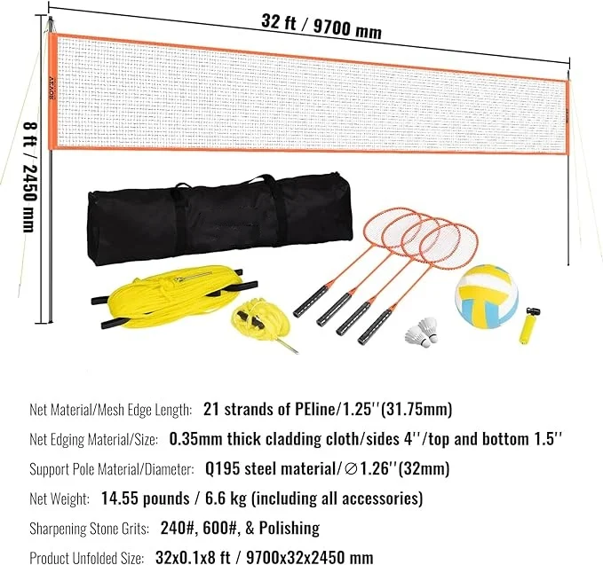 BM04B Competitive Price Badminton Set With Net, Badminton Net Pole, Badminton Net Factory In China