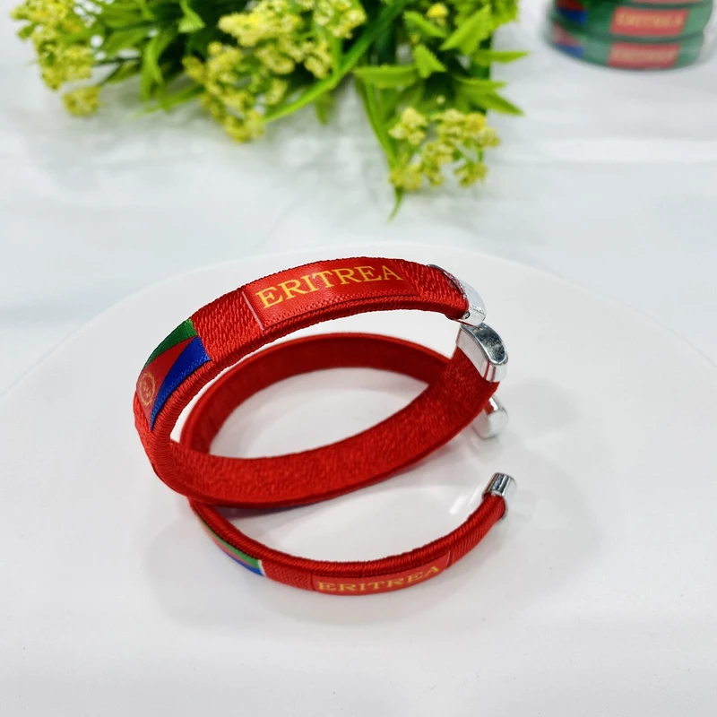 New Design Eritrea Flag Bracelet Flexible Metal Nylon C-shape Bracelet for Soccer Fans