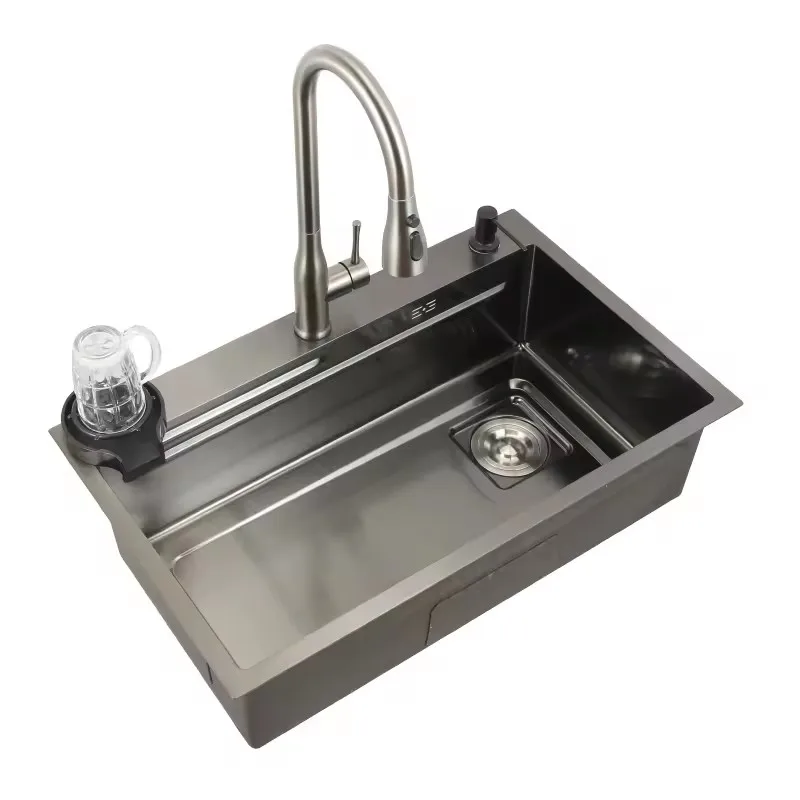 Прямоугольная кухонная раковина с чашеобразной раковиной из нержавеющей стали 75 х46 см