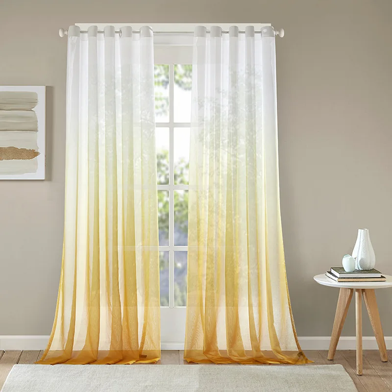 2 Piece Light Filtering polyester sheer Curtain Grommet Panels 52W*63L Inch Long