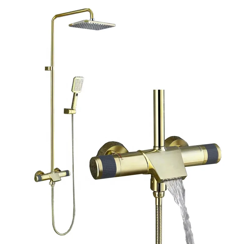 High Quality China Thermostatic Shower Dual Handle Bathroom Bath Pressure Rain Faucets for Apartment Instant Shower Heater