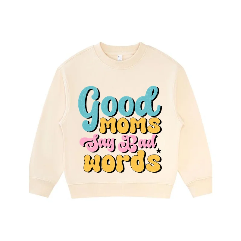 Good Mom Pattern Kids 330G High Quality Crewneck Pullover Teen Girls Boys Autumn Winter Sweatshirt Hoodies Wholesale