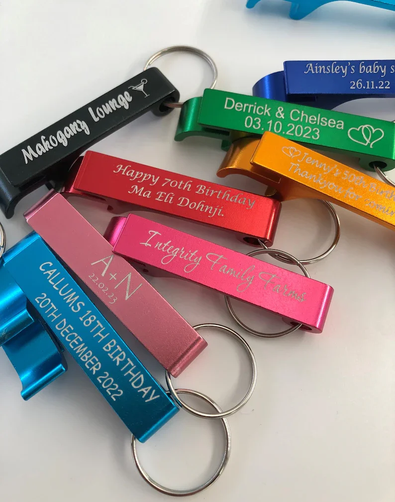 Custom Stainless Steel  Metal Sublimation Can Wine Bottle Opener Keychain Beer Bottle Opener Key Ring