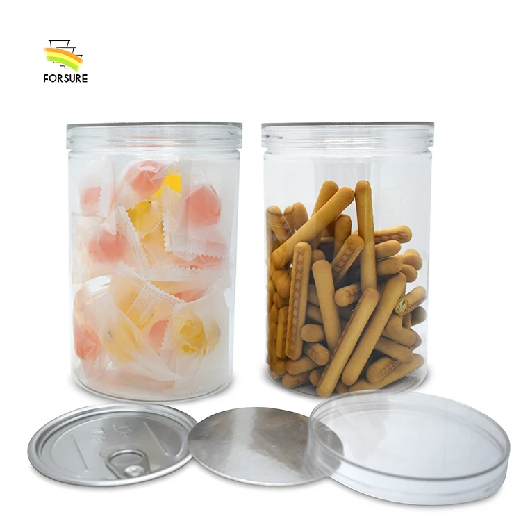 680 ML 1000 High Quality Food Packaging Plastic Jar PET With Aluminum Sealing for Cookie Snacks