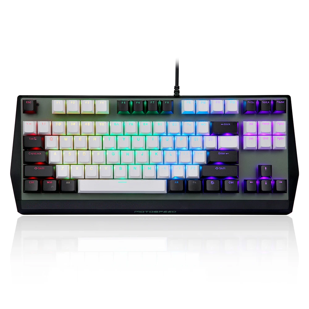 Проводная Механическая клавиатура Motospeed CK73, игровая клавиатура с 87 клавишами, RGB, эргономичная клавиатура с клавишами PBT и красными переключателями Gateron