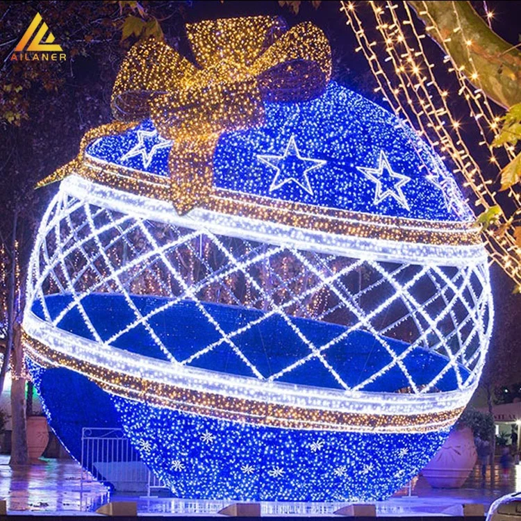 Уличный гигантский светодиодный Рождественский шар с подсветкой для торгового центра