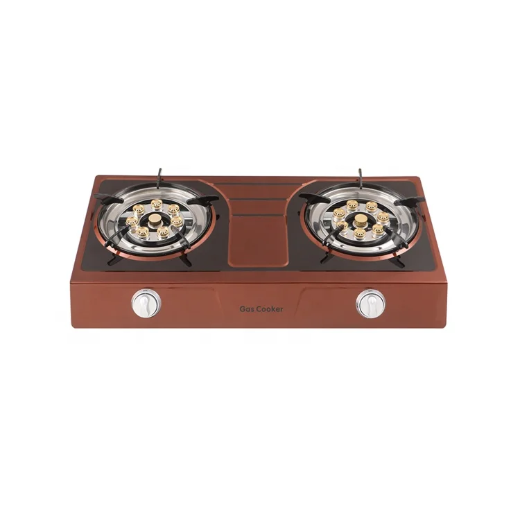 
Manual cooking range old household energy saving table stainless steel slim big flame gas stove with 2 burners 